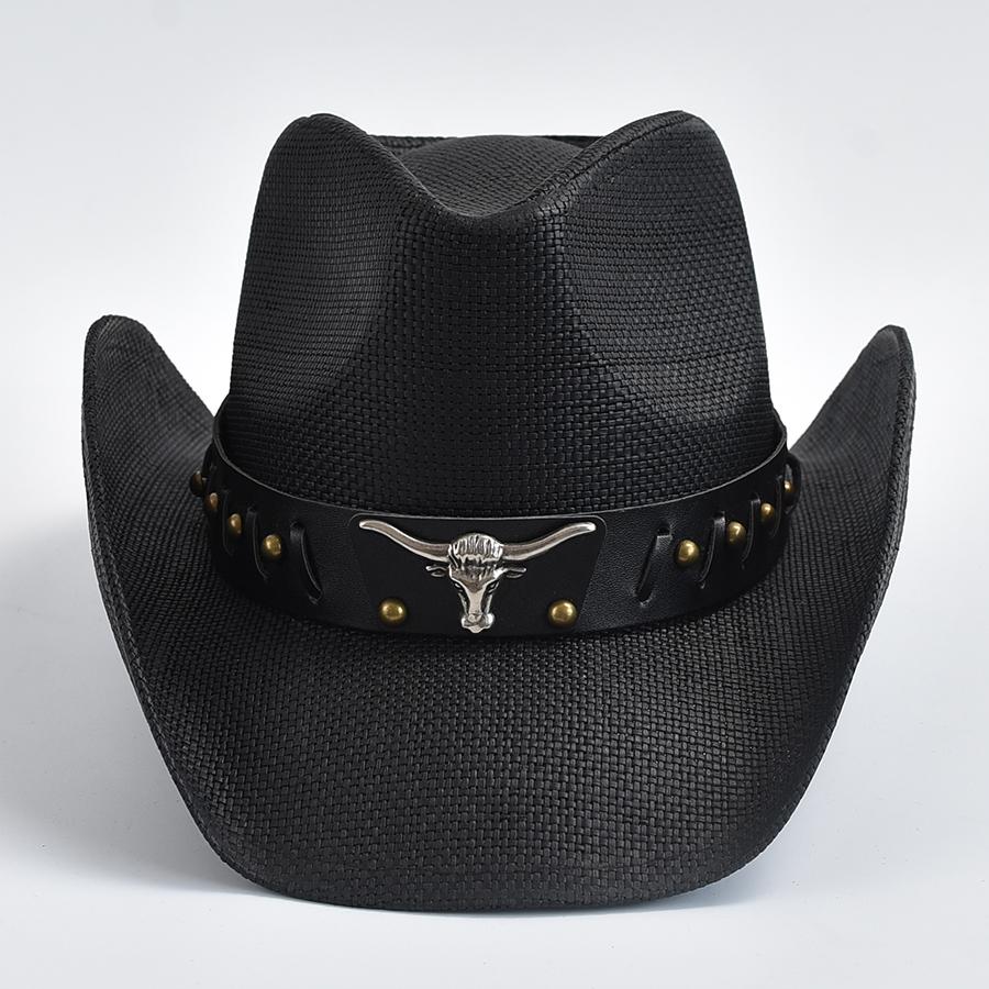 

Thickened Straw Hat for Men s Curled Edge Vintage Western Cowboy Hat Summer Beach Sun Hat Sombrero Hombre One Size