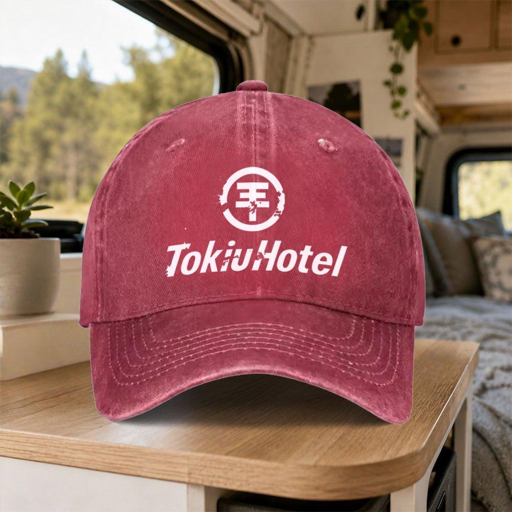 Tokyo Hotel Vintage Washed Baseball Cap Adjustable Duckbill Hat Unisex Lightweight for Outdoor Daily Wear Parties Vacations