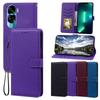 PU Leather Flip Wallet Phone Case for HONOR 90 Lite Litchi Texture Card Holder Kickstand Wrist Strap Protective Cover