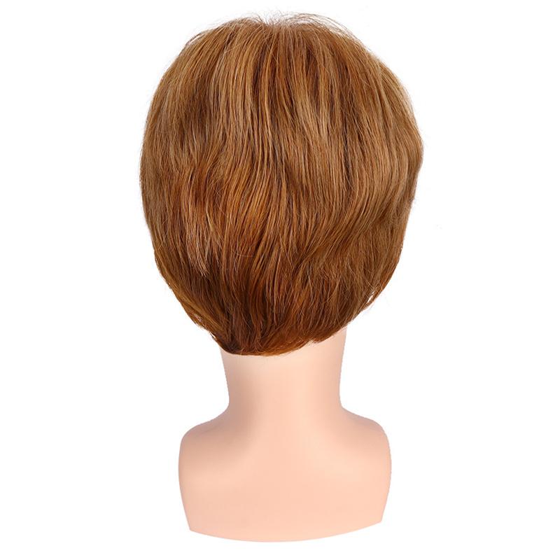 Synthetic Wig for Man Natural Short Straight Haircut Handsome Blonde with Bangs Daily Party Use Breathable Male Wigs