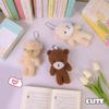 Cute Blush Teddy Bear Onesie Keychain & Rabbit Doll Plush Charm