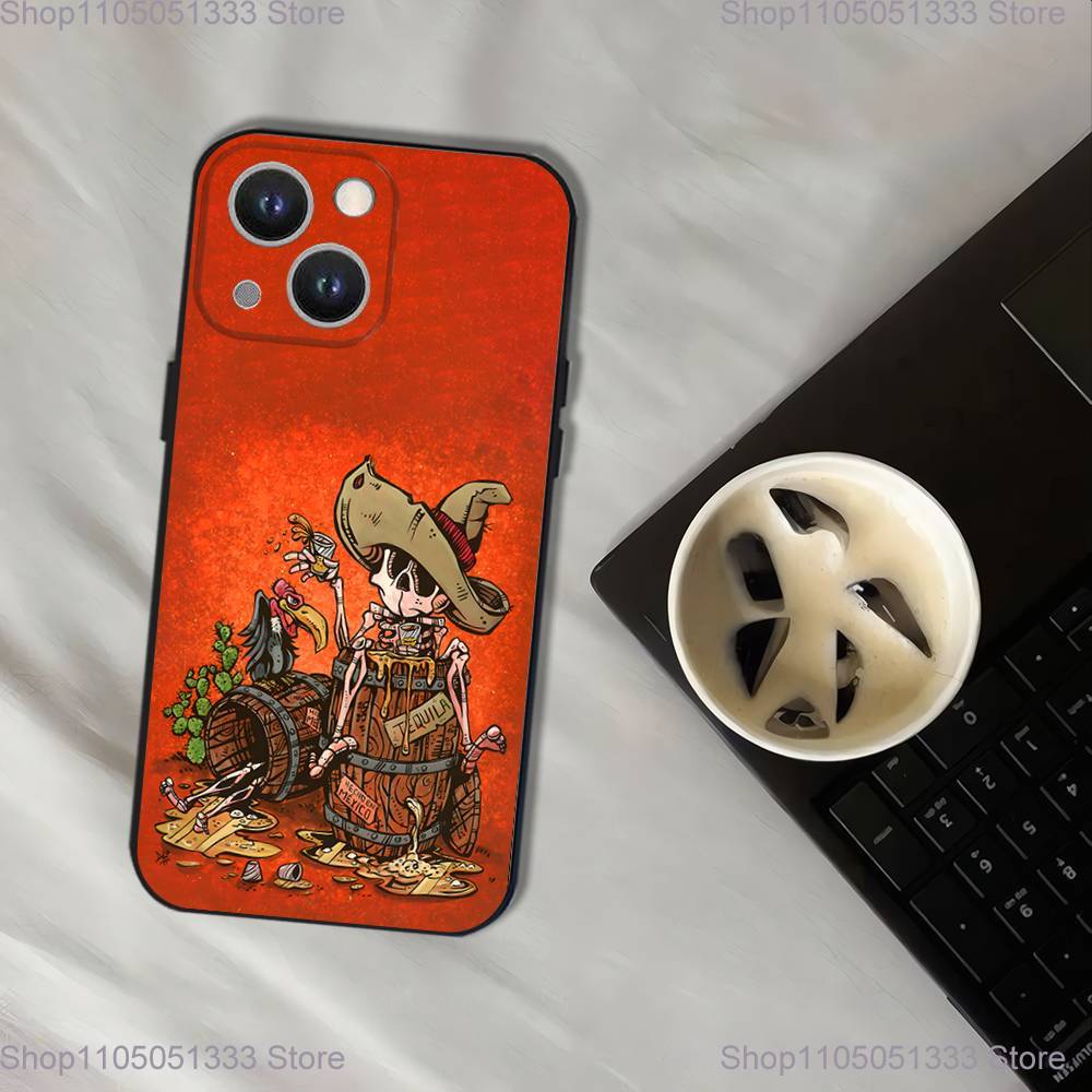 Day of the Dead Mexican Catrina Skull Phone Case For iPhone 17,16,15,14,13,12,11,Pro,XS,Max,XR,Plus,E,SE4,Mini Black Soft Cover