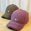 New Lamb Velvet Embroidered Little Fox Autumn and Winter Baseball Hat for Men and Women with Wide Brim and Face Shaped Small Duck Cap