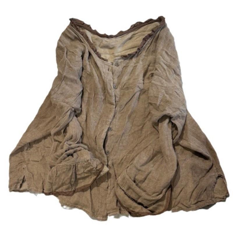 Johnature Women Vintage Shirts Tops Long Sleeve Chinese Style Blouses Button Solid Color Women Shirts