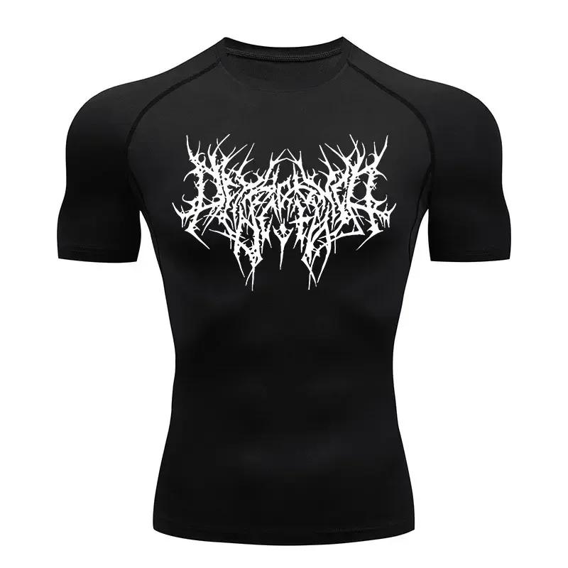 

Спортивная футболка Thorns Print Gym Tight T-Shirt Мужская беговая фитнес-быстросохнущая спортивная одежда с короткими рукавами для тренировок Спортивная одежда TopS-3XL S чёрный