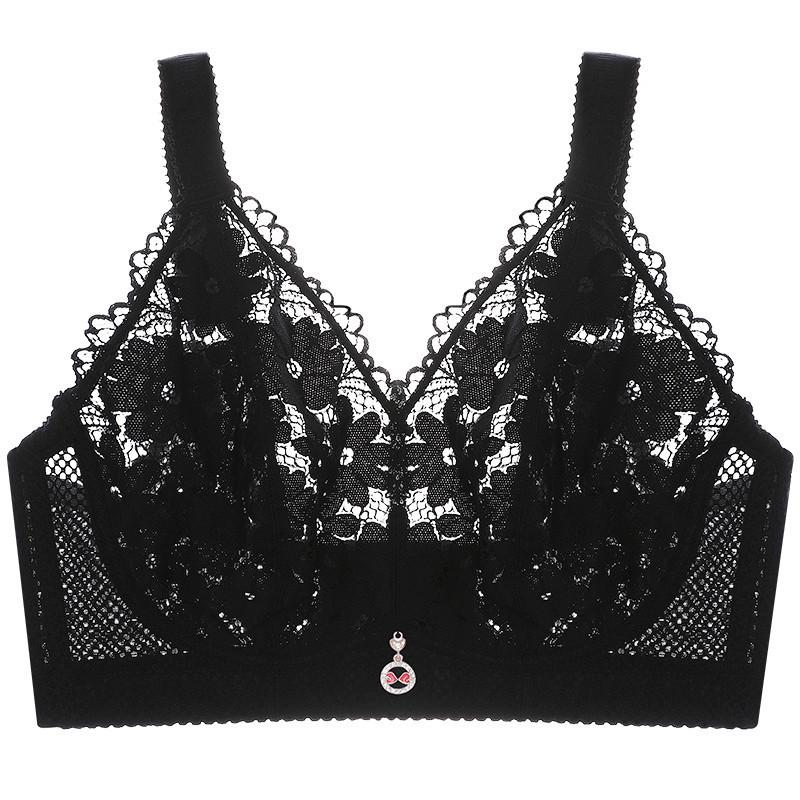 

модна нижня білизна дуже великого розміру жіноча товста мм 150 кг відгодована та збільшена кришталева чашка ультратонкий бюстгальтер без сталевого кільця 52F/120F чорний