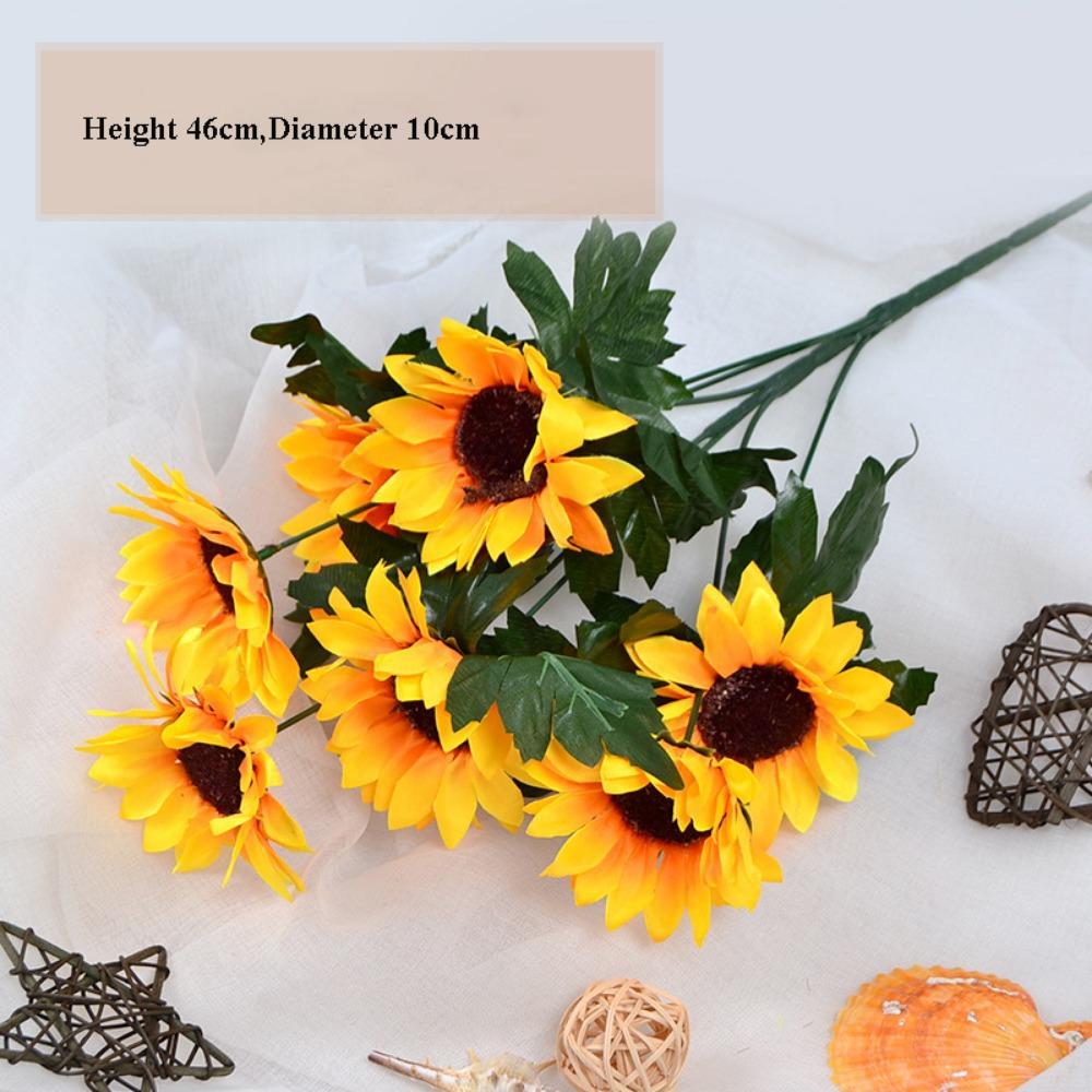 New 5/7/13 Heads Autumn Decoration Flower Yellow 10 Styles Silk Artificial Sunflower Flowers Bouquet Party Garden Decor