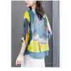 Plus Size Women Printed Chiffon Three Quarter Sleeve Fashionable Blouse