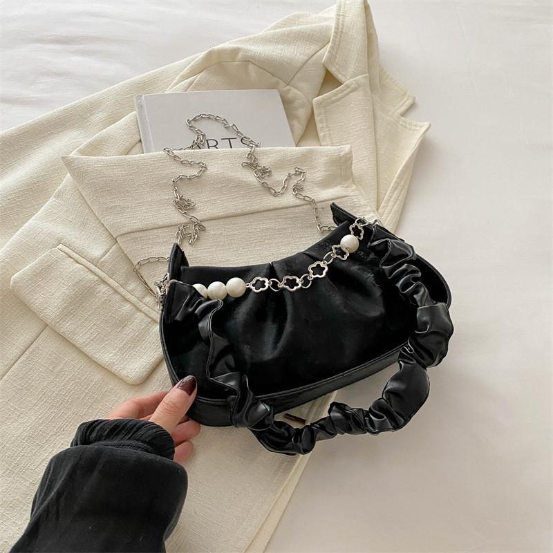 

Trendy 2024 Korean Style Pleated Cloud Handbag For Daily Use In Various Colors чёрный