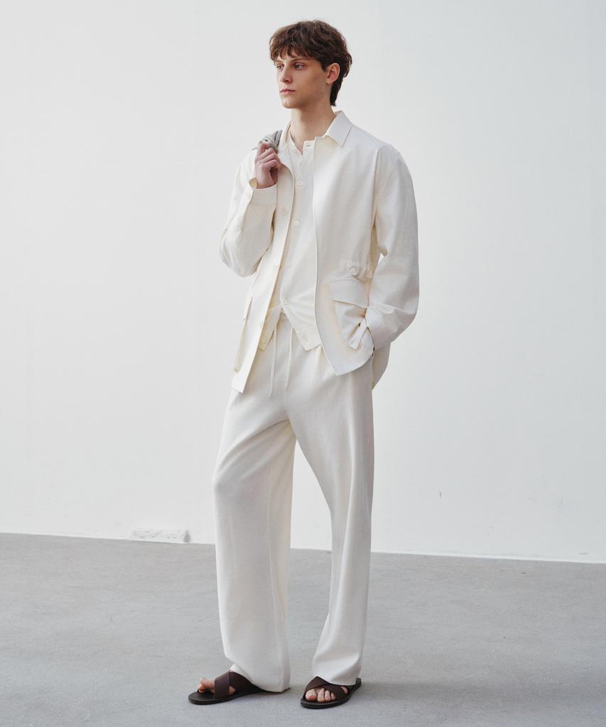 Jeilium Cotton Summer Essential Drawstring Pants Ivory