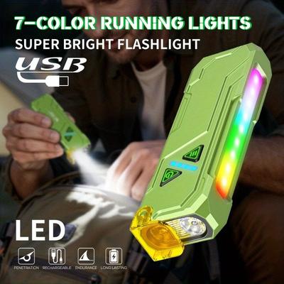 Luz de Trabajo RGB Recargable Linterna LED con 15 Modos y Base Magnética Luz Portátil Impermeable para Camping al Aire Libre Emergencia