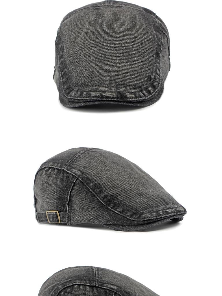 Unisex Korean Style Cotton Denim Beret - Retro Duckbill Newsboy Cap