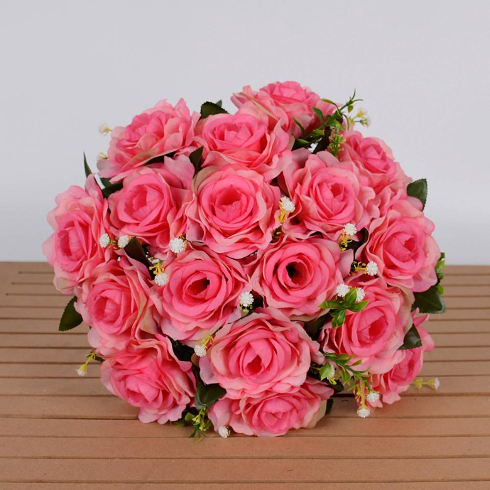 

18 Heads Valentine s Day Flowers Mini Crystal Grass Bouquet Natural Simulated Rose Home Decorative розовый