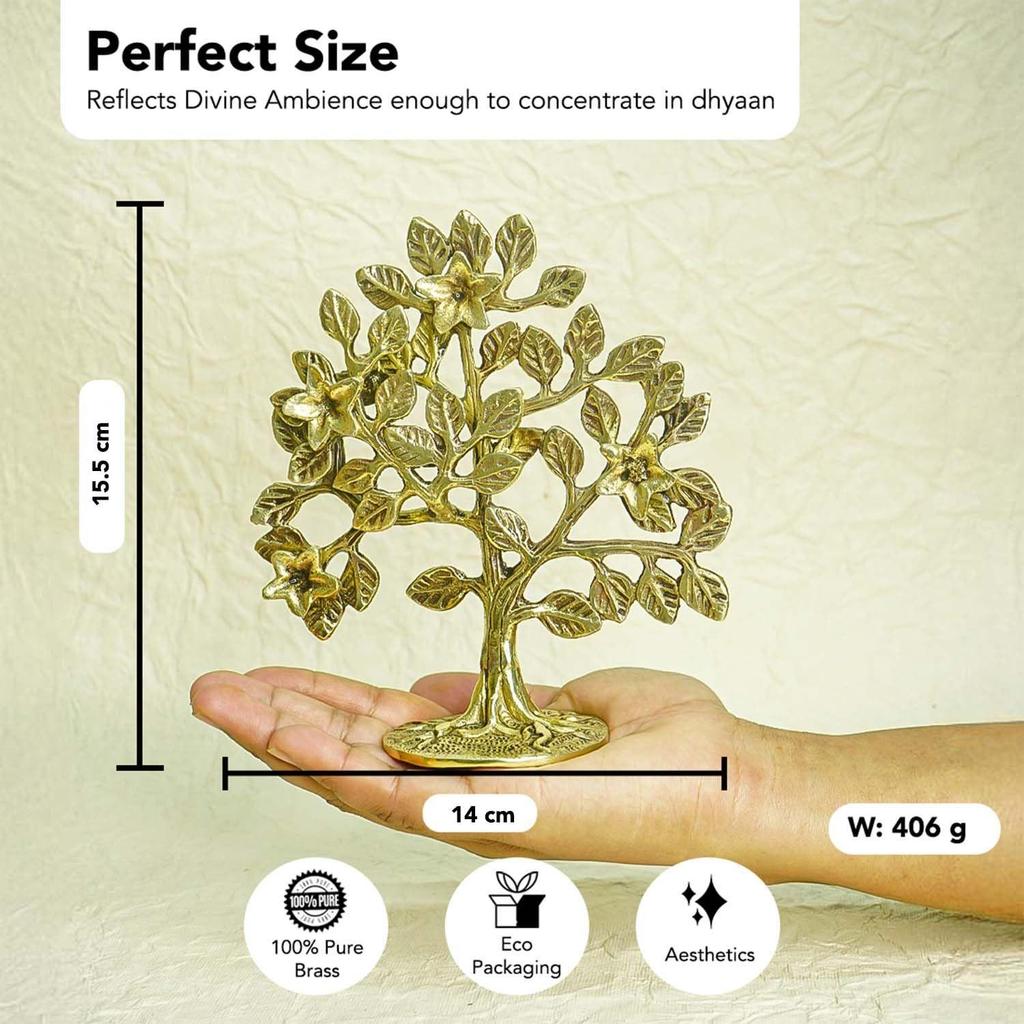 100% Pure Brass Kalpavriksha Tree (6 Inch) for Home Decor Living Room Puja | Big Kalpvriksh Showpiece for Fengshui Vasthu