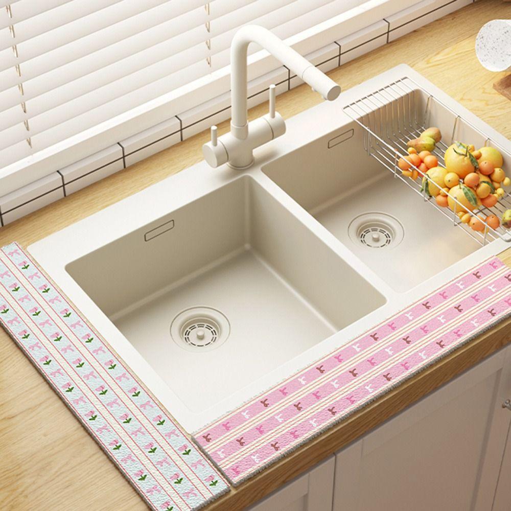 Wood Pulp Cotton Sponge Mat Cartoon Dish Drying Mat Sink Countertop Absorbent Pad  Kitchen Supplies