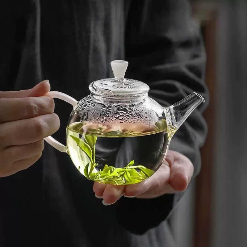 One Person Heat Resistant Glass Teapot 230ml Flower Puer Tea Maker Chinese Kung Fu Tea Pots With Filter Hole Teaware