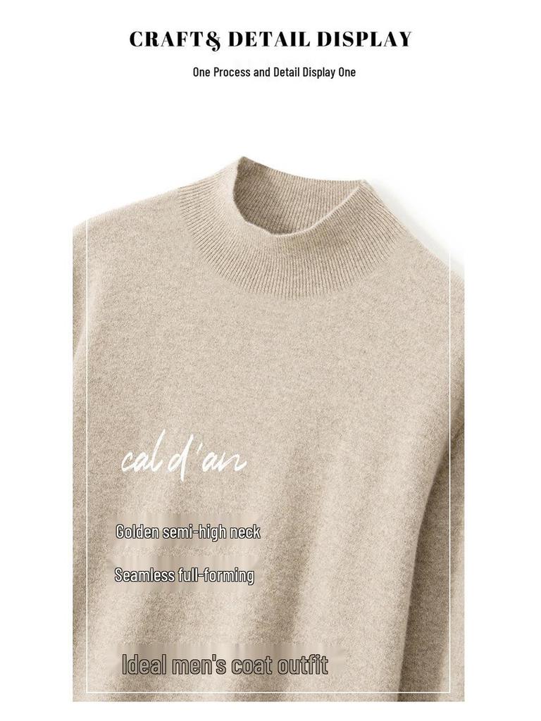Herren Pullover aus reiner Wolle, halbhochgeschlossen, nahtlos - Herbst/Winter Strickware, Basisschicht Pullover