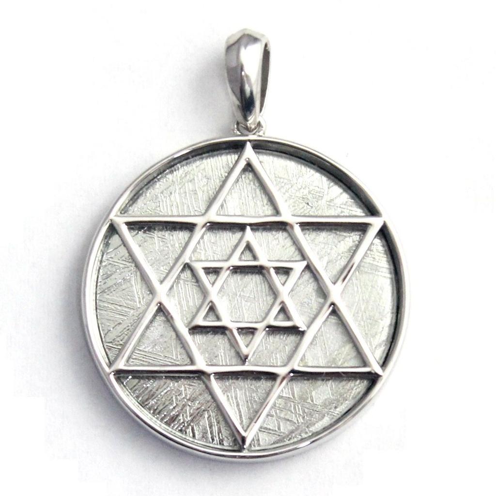 [World Accessories Carmelo] Hexagram Star Gibeon Meteorite Pendant Sterling Silver 925