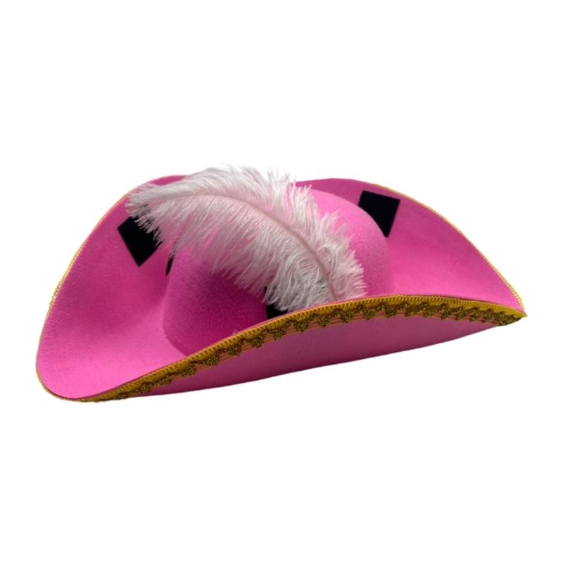 

Kids Pirate Party Caps for Pretend Play Party Cosplay Pirate Caps for Kids Creative Feather For Adults And Teens Party розовый