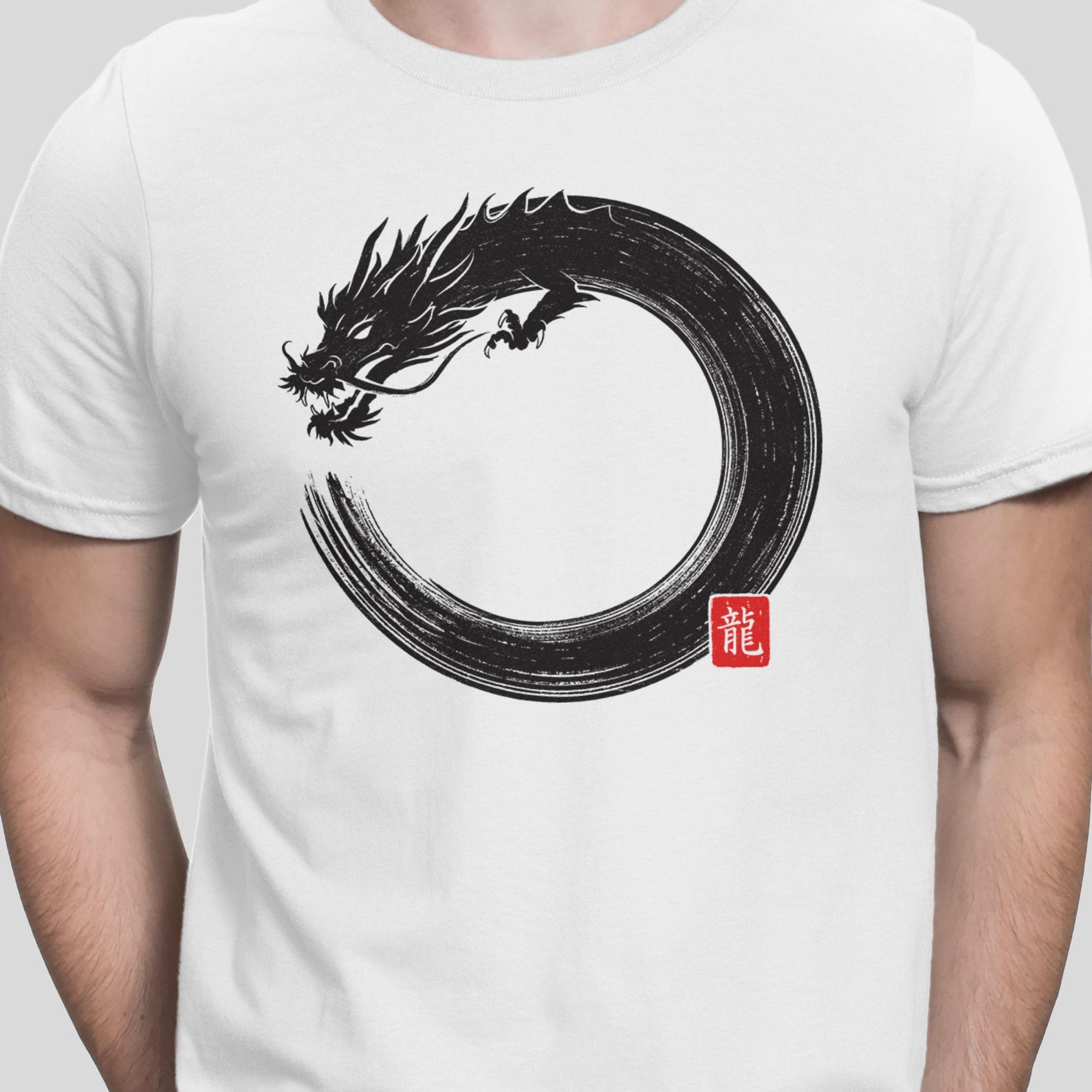 Dragon Enso T shirt Japanese Dragon Zen T-shirt Enzo Circle Art Shirt 4XL