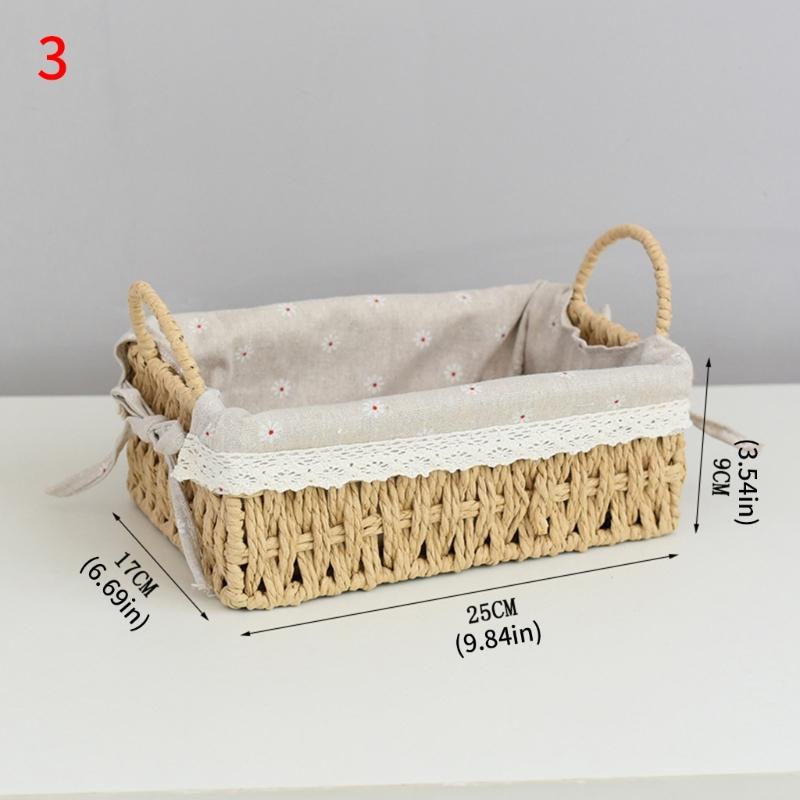 Woven Storage Basket Handmade Paper Rope Basket Storage Bin Woven Organiser Box For Living Room Entryway Bedroom Dresser