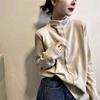 Women S Stand Collar Long Sleeve Solid Color Thick Cardigan Top