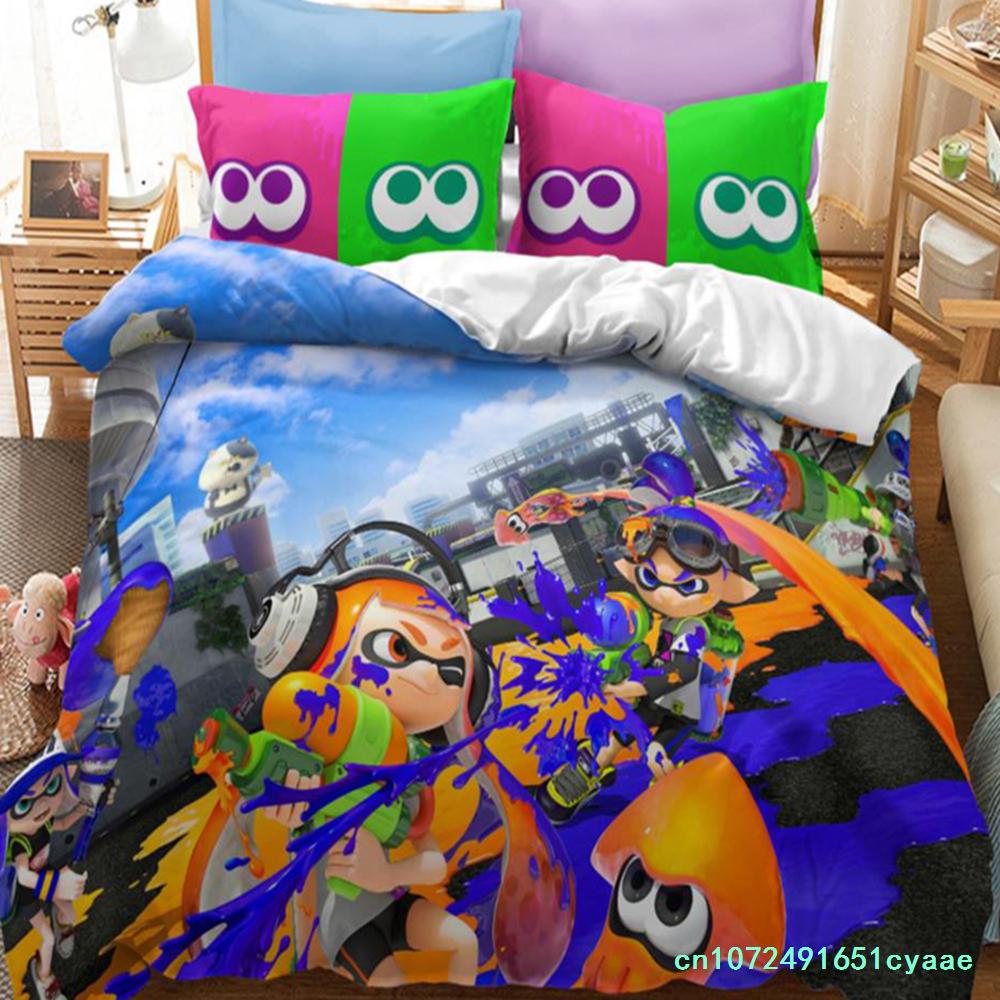 Popular Splatoon 2 Game Printed Bedding Set 3d Cartoon Duvet Cover Set Pillow Case Twin Full Queen King Size Bed Linen Bed Sets