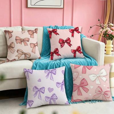 Fashionable Bowknot Pillow Case Square DoubleSided Sofa Cushion Cover Bedroom Bedside Pillow
