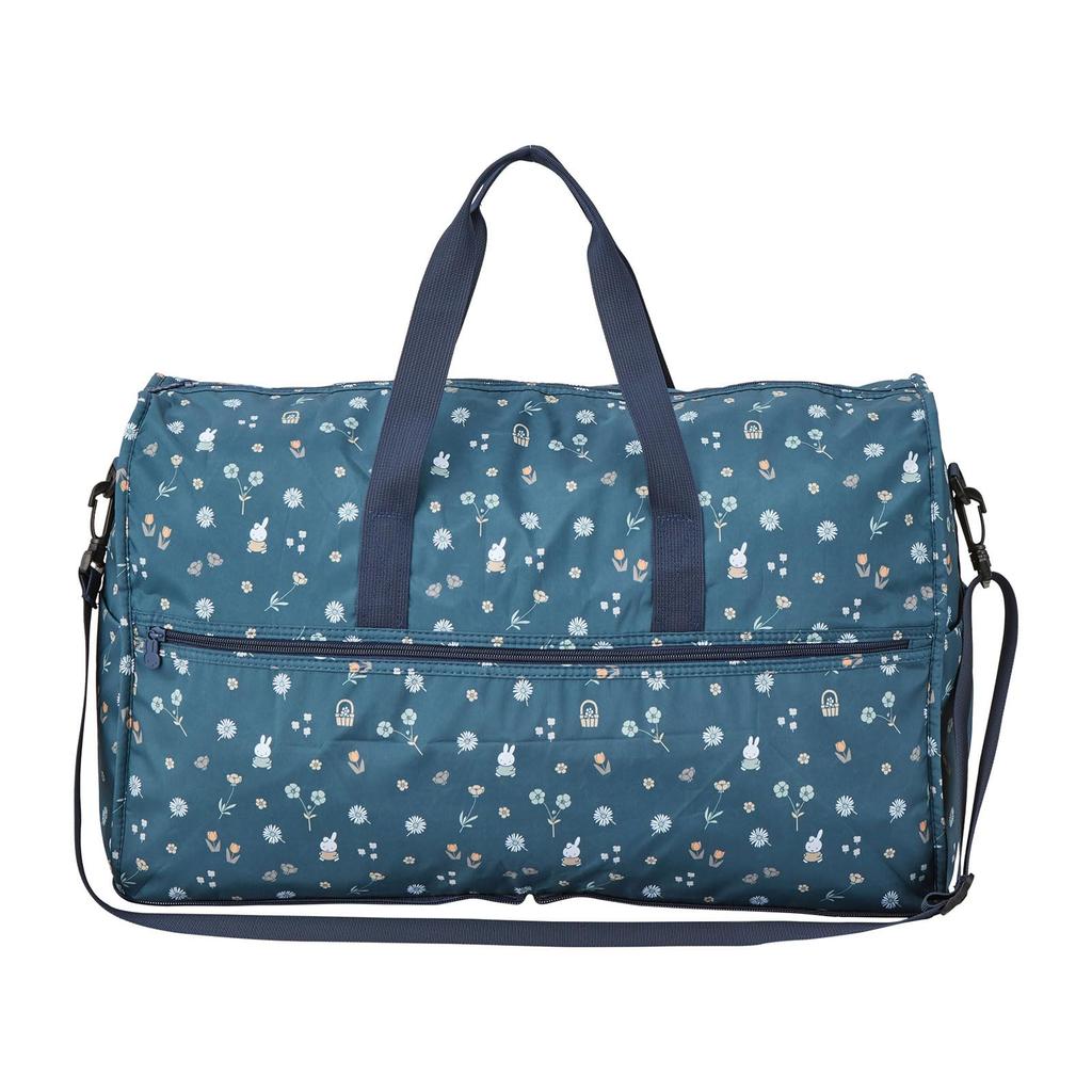 Folding Boston Bag, Large, Miffy HPL0004, B273, Navy Small Flowers