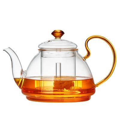 Pokaro Tea Glass Handmade Glass Stylish Transparent Easy To Large Perfect for Black Green Fruit Loose Leaf and Blooming Art Tea Heat-Resistant Teapot,