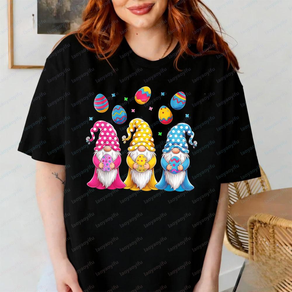 Easter Gnome Egg Design Tshirt for Unisex and Girls Graphic T Shirts Unisex Clothing Vintage Clothes Oversized T Shirt Goth Tops