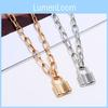 Alloy Fashion Punk Chain Necklace With Lock Pendant For Casual Wear Gifts And