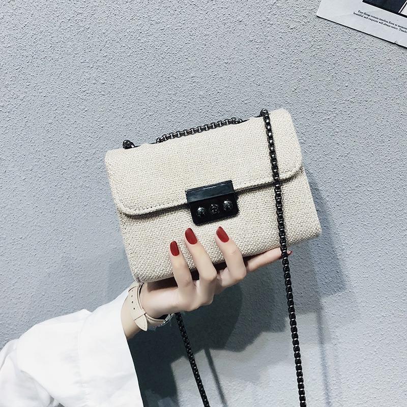 New Bag for Women, Trendy Korean Version Canvas Crossbody Bag, Chic Chain Shoulder Small Square Bag