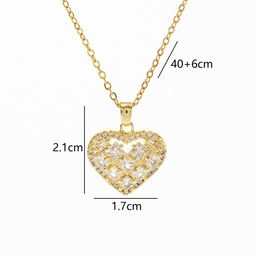 Small Heart Zircon Pendant Necklace For Women Minimalist Fashion Collarbone Chain Dainty Love Design