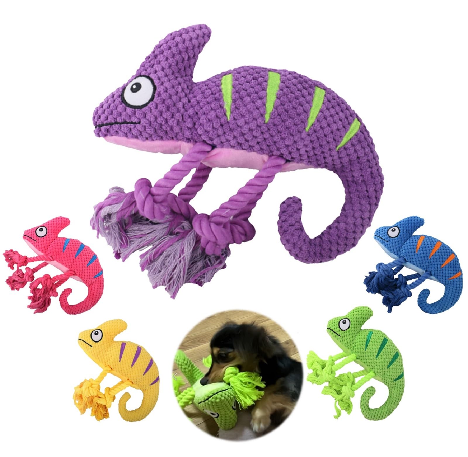 

BLUE STARZ 13923 Игрушка-хамелеон для собаки с жевательной плюшевой игрушкой для снятия стресса, подарок для собаки малого и среднего размера, игрушка со звуком, устойчивая к разрывам, для прорезывания зубов, тяни и перетягивай фиолетовый