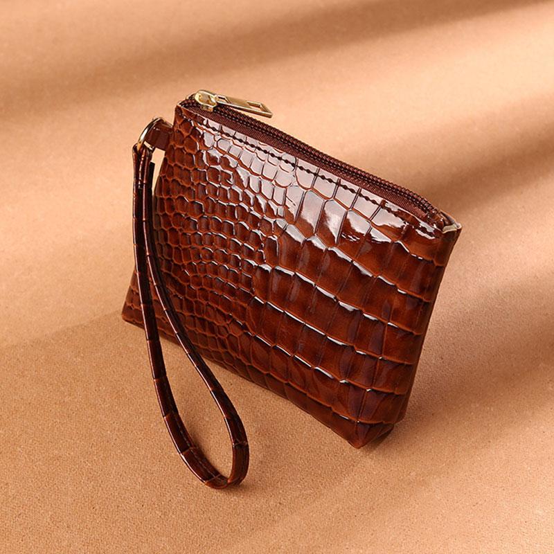 Mini Women'S Wallet Crocodile Print Short Zipper Wrist Small Coin Bag Fashion Retro Pu Leather Ladies Card Holder Coin Purses