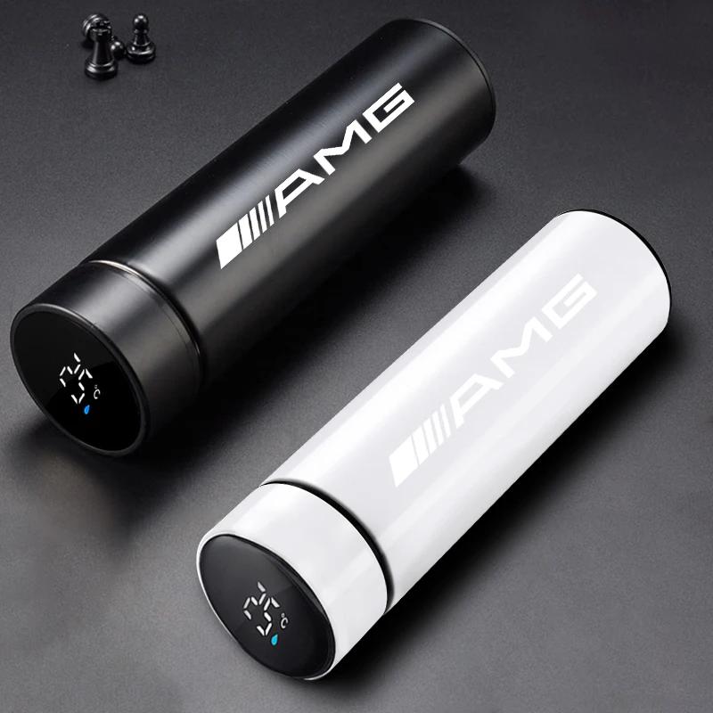 Car Sticker 500ML Stainless Steel Intelligent Temperature Display LED Thermos Cup For Mercedes Benz AMG CLA CLS W212 W213 W204 W