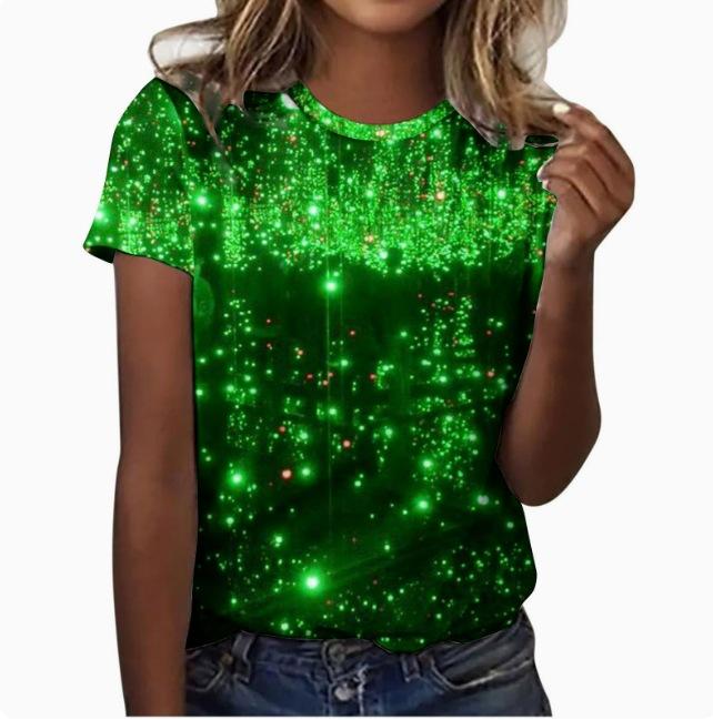 2025 New Foreign Trade Irish Festival Lucky Clover Saint Par Festival 3D Digital Printing Short Sleeve Hot Model