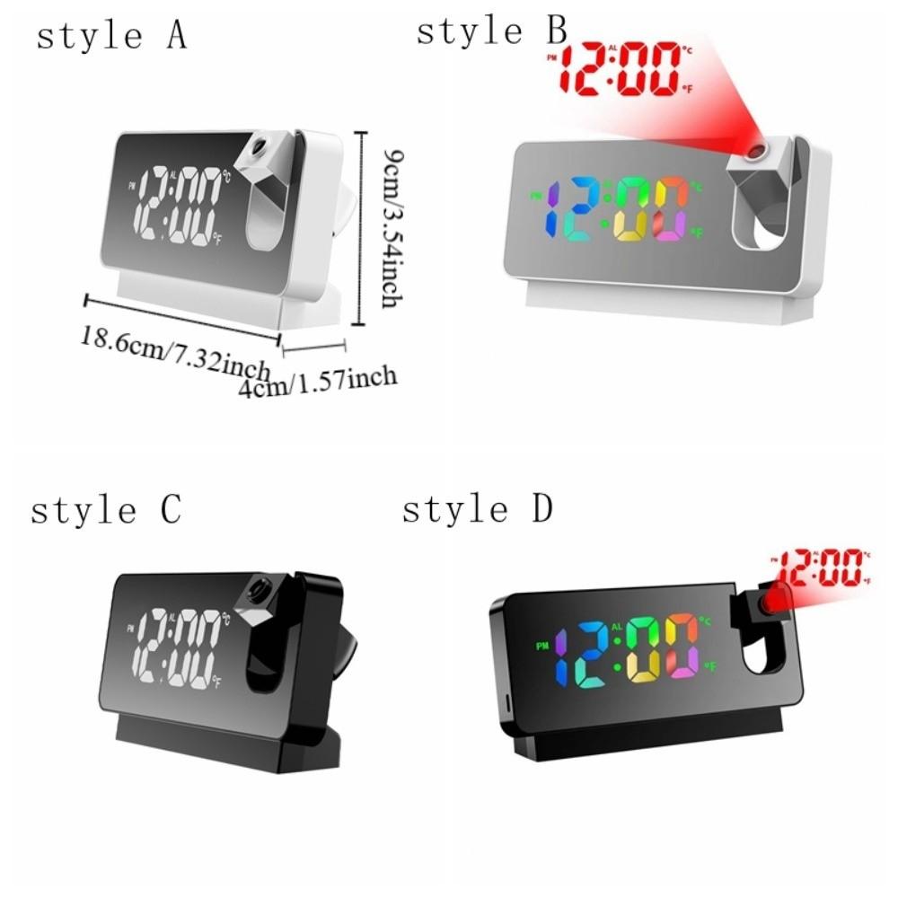 LED Display Mirror Projection Clock Adjustable Brightness Digital LED Display Clock Plastic Shell Projection Feature Alarm Clock