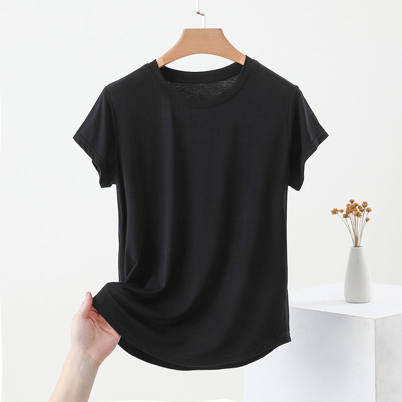 Women's Slimming U-Neck Short Sleeve Solid T-Shirt - Summer Fashion Basic