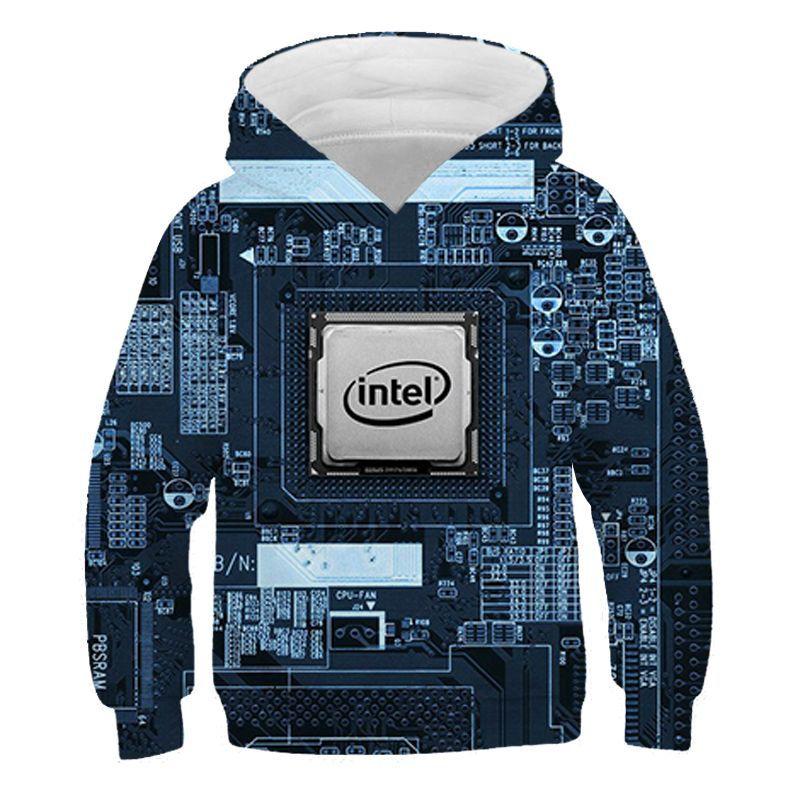 Electronic Chip Grpahic Hoodies for Men Clothing 3D Circuit Board CPU Printed Hooded Pullovers Funny Kids Hoodie Swaetshirt Tops