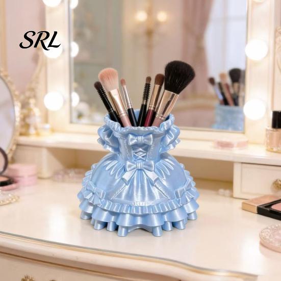 Small Item Organizer 3D Printed Dress Shape Pen Holder, Cute Desk Teacher Gift Holder for Makeup Brushes Stationery, Creative Home Office Decor Unique