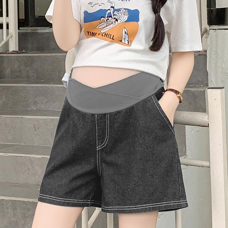 Casual Maternity Wide-Leg Denim Shorts: Lightweight, Loose-Fit, Low-Waist Summer Wear XL
