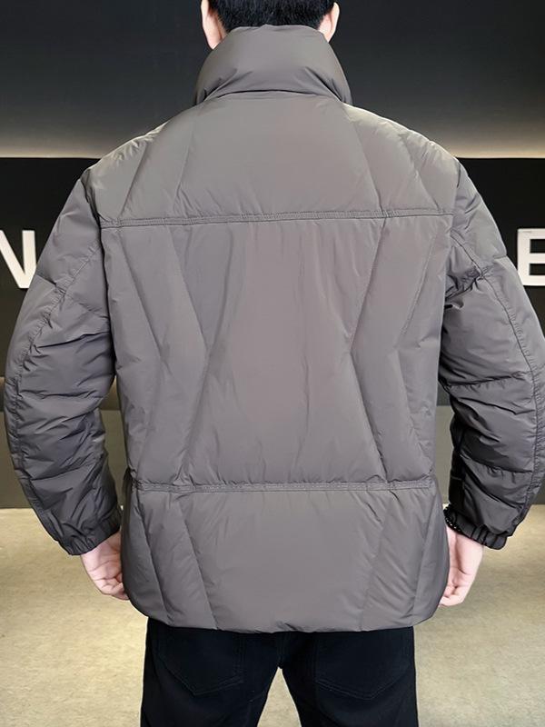 Herren Kurzmantel mit Stehkragen - Wintermodetrend 2025, Vielseitiger Verdickter Weißer Entendaunenmantel