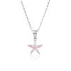 S925 Sterling Silver Pink Star Necklace & Earring Set - Elegant 2025 Clavicle Jewelry for Women