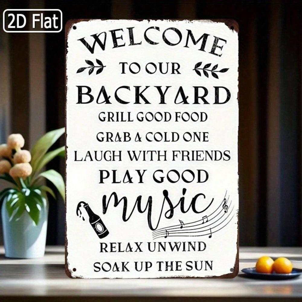 Funny Backyard Rules Metal Sign Heavy Duty Weatherproof Garden Patio Wall Decor