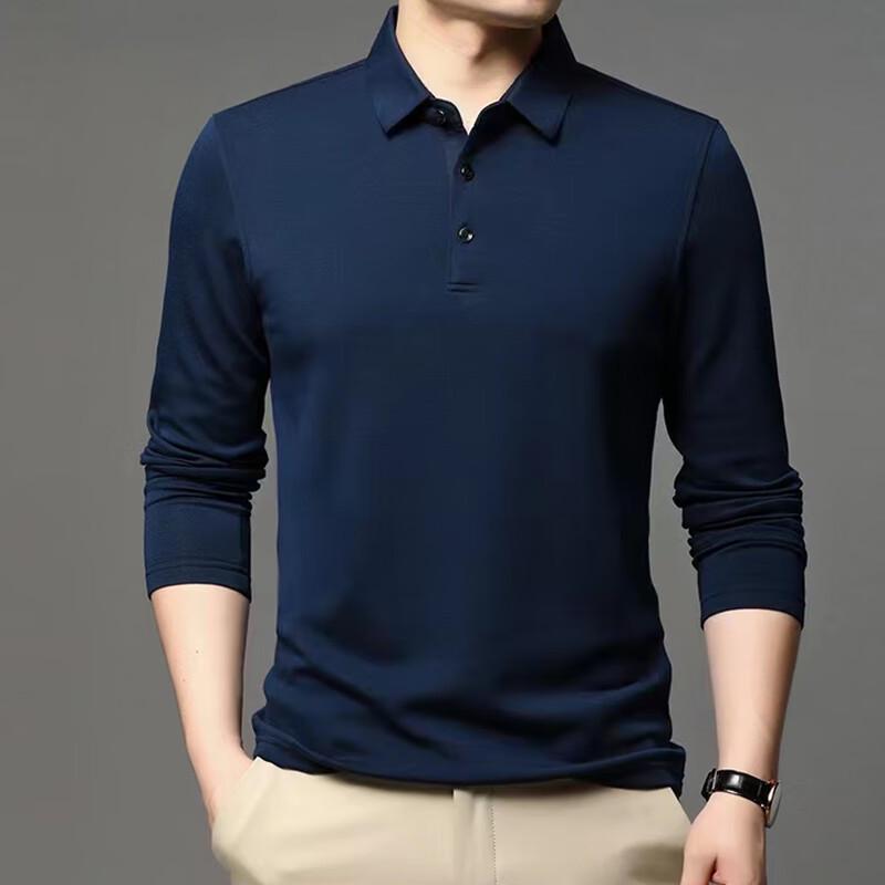 Raphenny Men s Modal Long-Sleeve Business Casual Polo Shirt RM101Z005 XXL