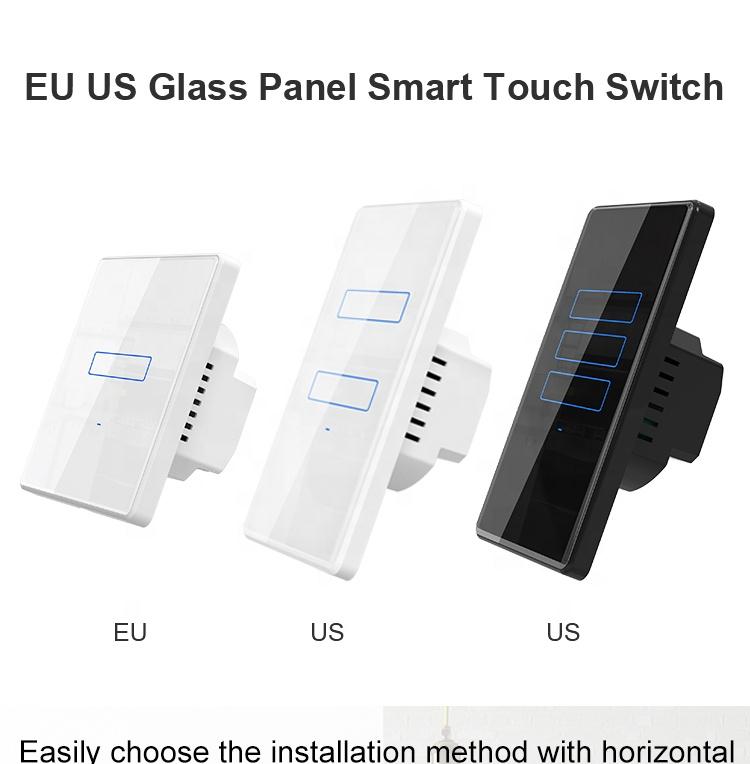 100 240V No Neutral & Neutral Wire 1/2/3/4 Gang Tuya WiFi Light Switch With RF433 Electric Wall Smart Touch Switch