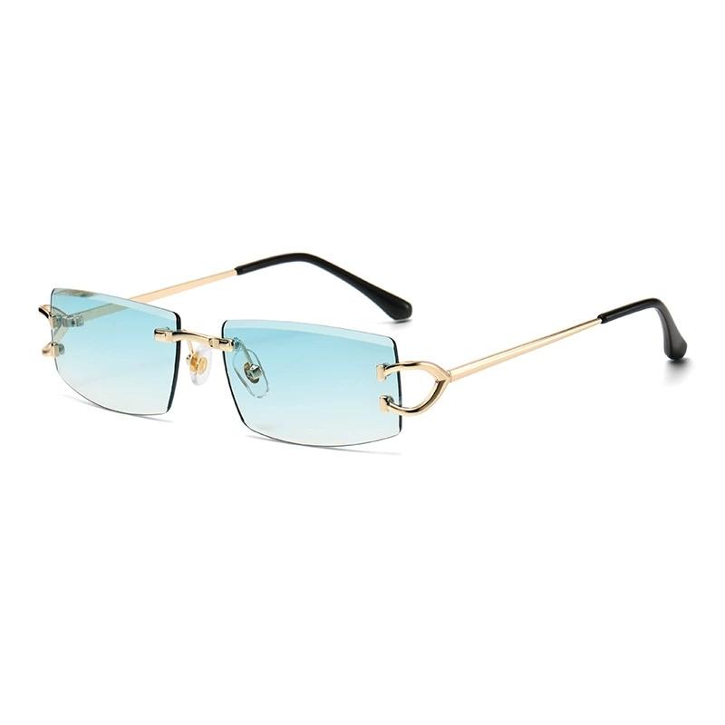 New Frameless UV400 Cut Edge Sun Glasses Women 2025 Hip-hop Modern Fashion Square Metal PC Sunglasses