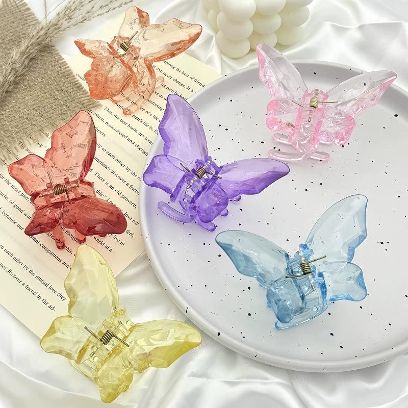Crystal Butterfly Mermaid Hair Claw Girls Back Head Clamp Clip Transparent Large Hair Clips Hairpins Headdress Hair Accessories